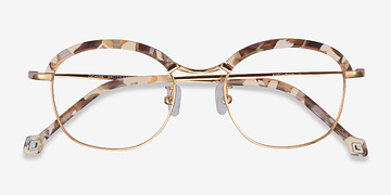 Brown Floral  Gold Ochoa -  Acetate, Metal Lunettes de vue
