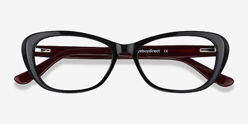 Black & Burgundy Selina -  Mode Acétate Lunettes de vue