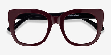 Burgundy & Black Unique -  Mode Acétate Lunettes de vue