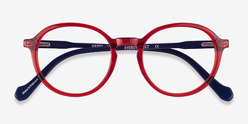 Clear Red Navy Happy -  Acétate Lunettes de vue