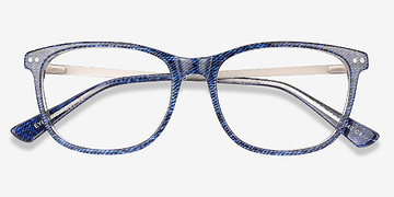 Bleu Grid -  Légèreté Métal Lunettes de vue