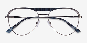 Blue Striped & Gunmetal Mission -  Acetate, Metal Lunettes de vue