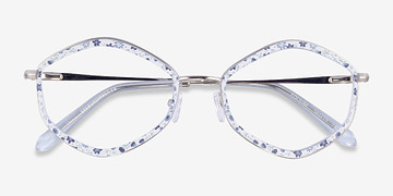Blue Floral Folium -  Métal Lunettes de vue