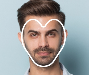 Montures pour homme avec un visage en forme de cœur